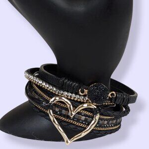 (2/$20) Metallic Black & Gold Multistrand Magnetic Bracelet